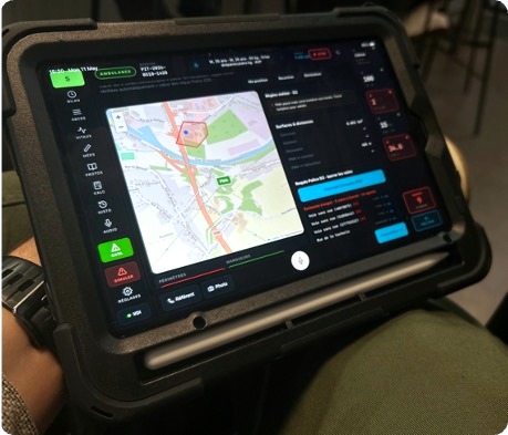 SONARA running on a ruggedised tablet, held in the field